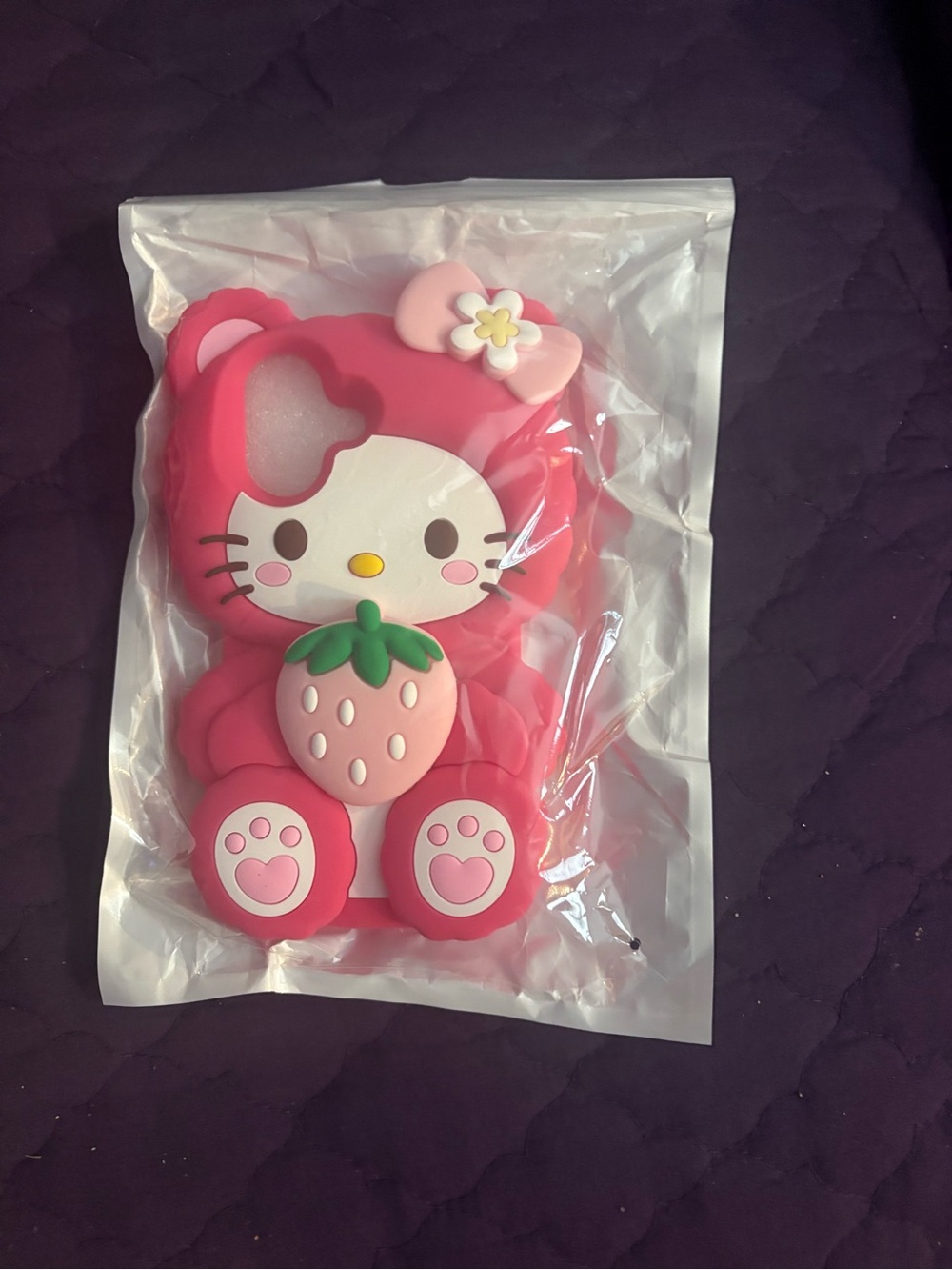 Pink Strawberry Kitty Silicone Phone Case - Hello Kitty Style all cases included